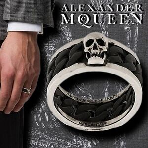 ⭐️Sz6 Alexander McQueen Unisex Chain Wrap Skull Ring